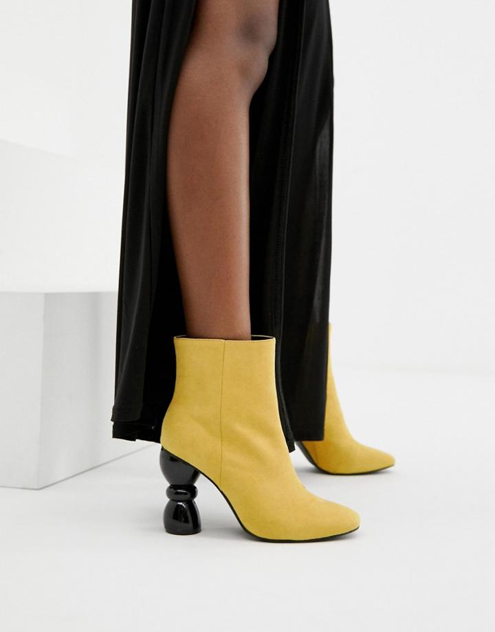 Asos Design Edina Heeled Ankle Boots - Yellow