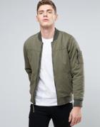 Hollister Twill Bomber In Olive - Green