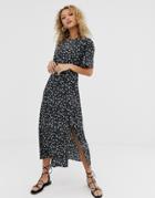 New Look Ditsy Floral Print Midi Dress In Black