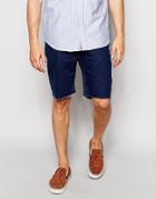 Asos Denim Shorts In Slim With Raw Hem - Retro Blue