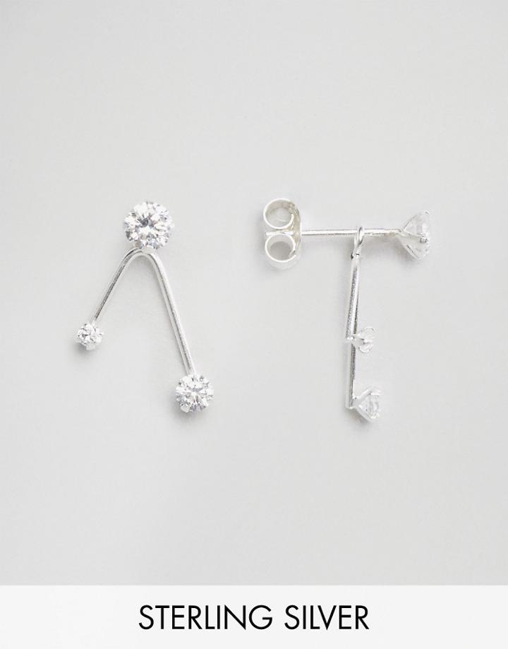 Asos Sterling Silver Crystal Swing Earrings - Silver