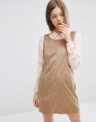 Vila Faux Suede Shift Dress In Camel - Tan