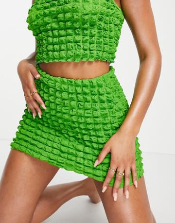 Asos Design Popcorn Textured Beach Skirt In Pop Green