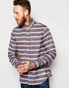 Penfield Shirt With Brushed Cotton Horizontal Stripe - Blue