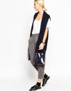 Asos White Sleeveless Vest With Clear Pockets - Navy