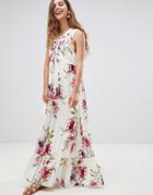Gilli Sleeveless Floral Maxi Dress - Cream