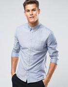 Burton Menswear Slim Blue Oxford Shirt - Blue
