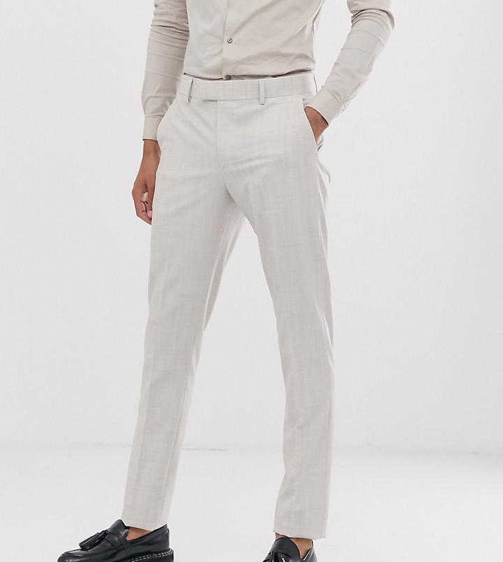 Asos Design Tall Wedding Skinny Suit Pants In Taupe Cross Hatch-beige