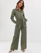 Current Air Wide Leg Utility Jumpsuit-green