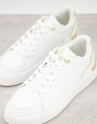 River Island Plimsole Sneakers With Gold Trims In White