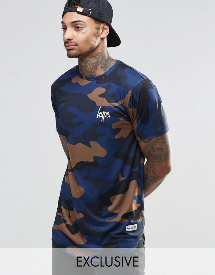 Hype T-shirt In Camo - Blue