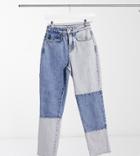 Reclaimed Vintage Inspired The '91 Mom Jean In Patchwork Blue-blues