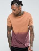 Asos T-shirt With Dip Dye In Burgundy - Red