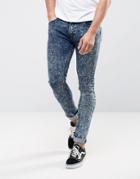Soul Star Marble Skinny Fit Jeans - Blue