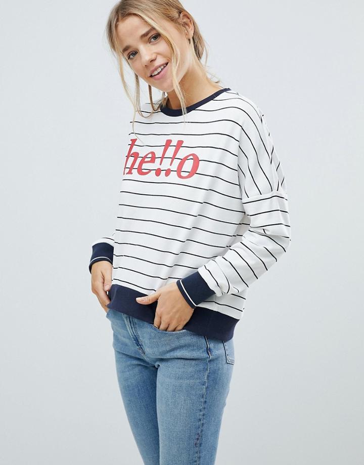 Only Sunny Batwing Print Sweatshirt - White