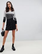 Asos Design Button Front Mini Skirt - Black
