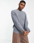 Bershka Oversized Fluffy Sweater In Gray
