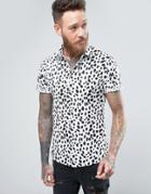 Asos Skinny Shirt In Leopard Print - White