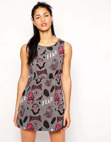 Worn By Halloween Monsters Horror Sleeveless Dress - Multi