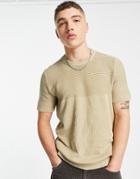 Only & Sons Textured Knitted T-shirt In Beige-neutral