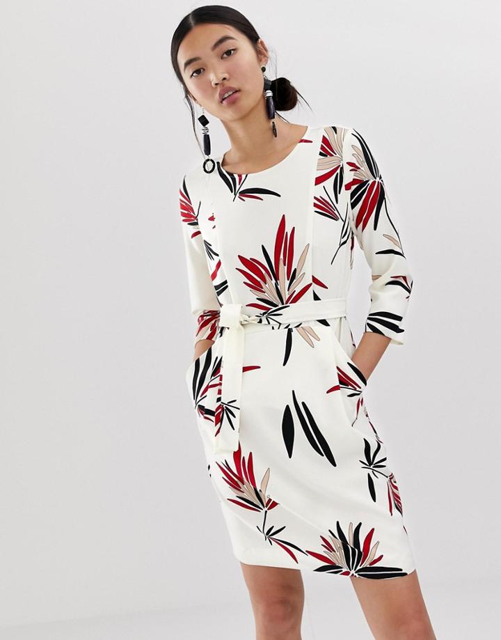 Emme Absract Floral Belted Mini Dress - White