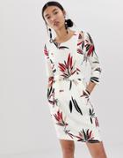 Emme Absract Floral Belted Mini Dress - White