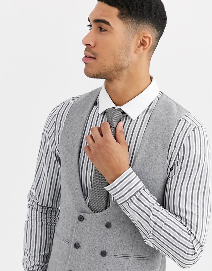Gianni Feraud Winter Wedding Slim Fit Tweed Wool Blend Suit Vest-gray