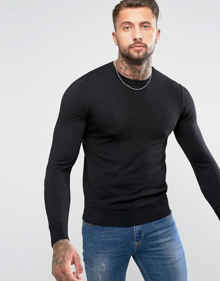 Armani Jeans Crew Neck Logo Sweater Black - Black