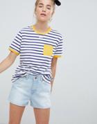 Asos Design Stripe T-shirt With Contrast Pocket - Multi