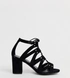 New Look Wide Fit Lace Up Block Heel Sandal In Black