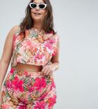 Asos Design Curve Tropical Tank Tee Jersey Beach Two-piece - Multi