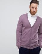Asos Merino Wool Cardigan In Lilac - Purple