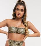 South Beach Exclusive Mix And Match Bandeau Bikini Top In Animal Print-multi