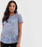 Asos Design Maternity T-shirt With Sequin Embellishment - Blue