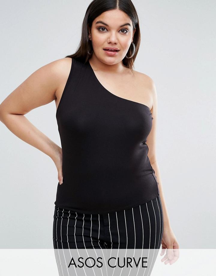 Asos Curve One Shoulder Top - Black