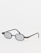 Asos Design Mini Rectangle Glasses With Frame Detail And Mirror Lens In Black