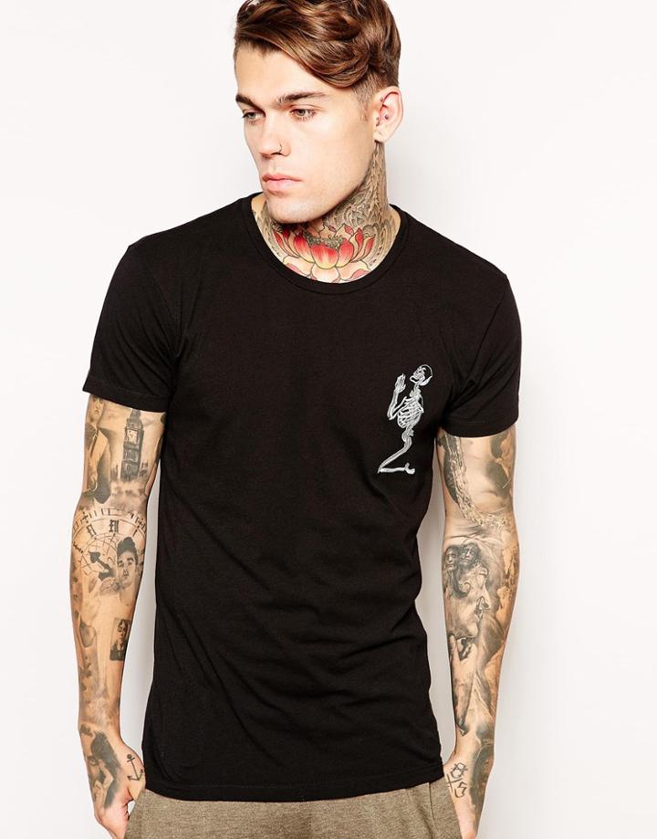 Religion T-shirt With Large Skeleton - Black