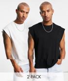 Topman 2 Pack Oversized Tank Top In Black And White-multi
