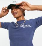 Missguided Tall Wellness Motif Crop T-shirt In Blue - Part Of A Set-grey