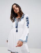 Raga Mediterranean Embroidered Tunic Dress - Blue