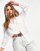 River Island Eyelet Embroidered Shirt In White