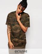Reclaimed Vintage Oversized Camo T-shirt In Overdye - Brown
