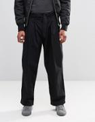 Asos High Waisted Wide Leg Pants With Self Fabric Belt In Black - Black