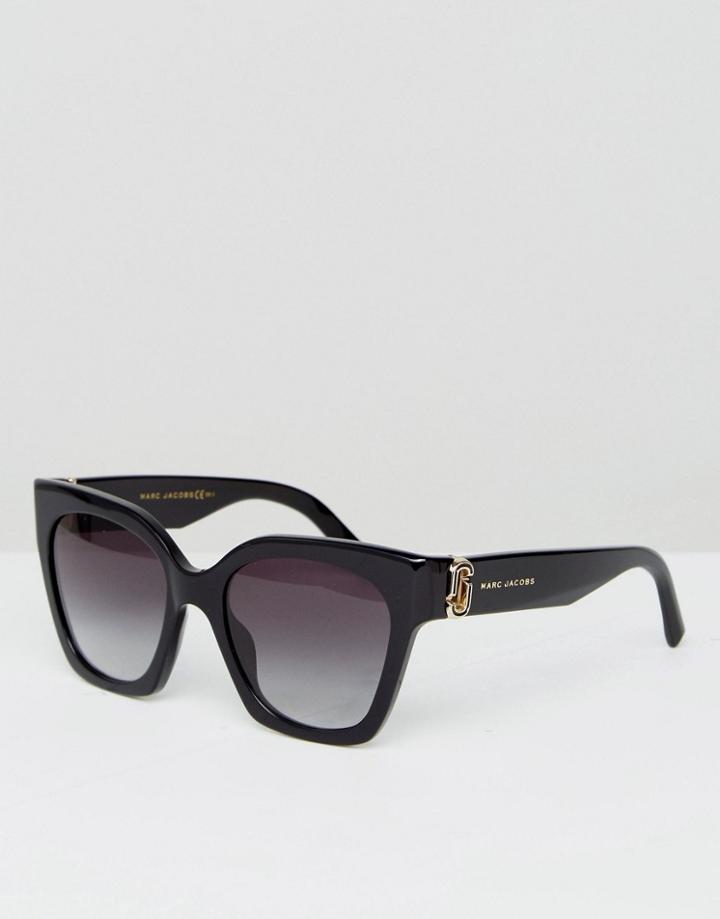 Marc Jacobs Logo Cat Eye Sunglasses In Black - Black