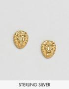 Asos Gold Plated Sterling Silver Lion Stud Earrings - Gold
