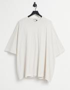 Asos Design Extreme Oversized Super Longline T-shirt In Washed Beige-neutral