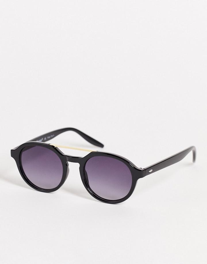Aj Morgan Unisex Round Aviator Sunglasses In Black
