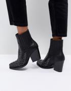 Prettylittlething Studded Western Ankle Boot - Black