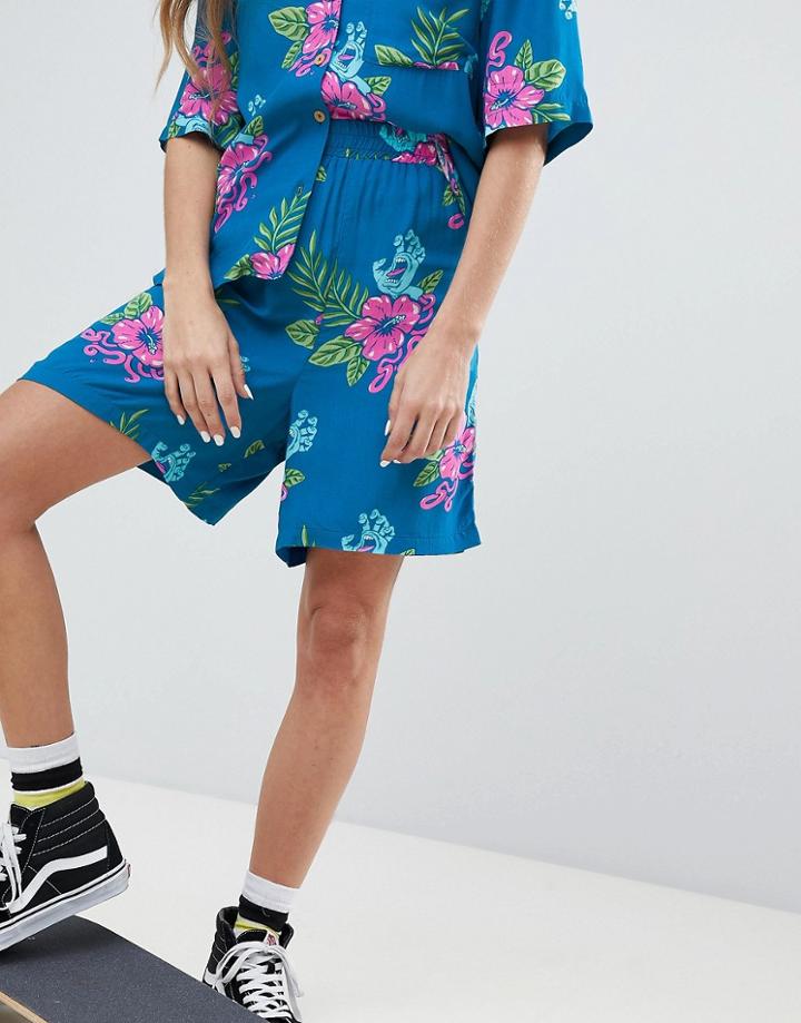 Santa Cruz Tropical Shorts With All Over Screaming Hand Graphic Two-piece - Navy