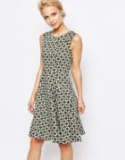 Closet A-line Dress In Retro Polka Dot - Green